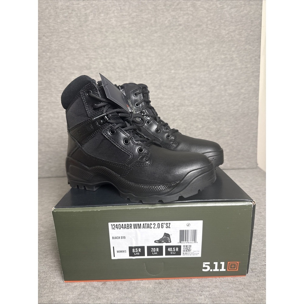 5.11-Black Tactical Boots-12404 WM ATAC  2.0-6" Side Zip-Size 8.5R